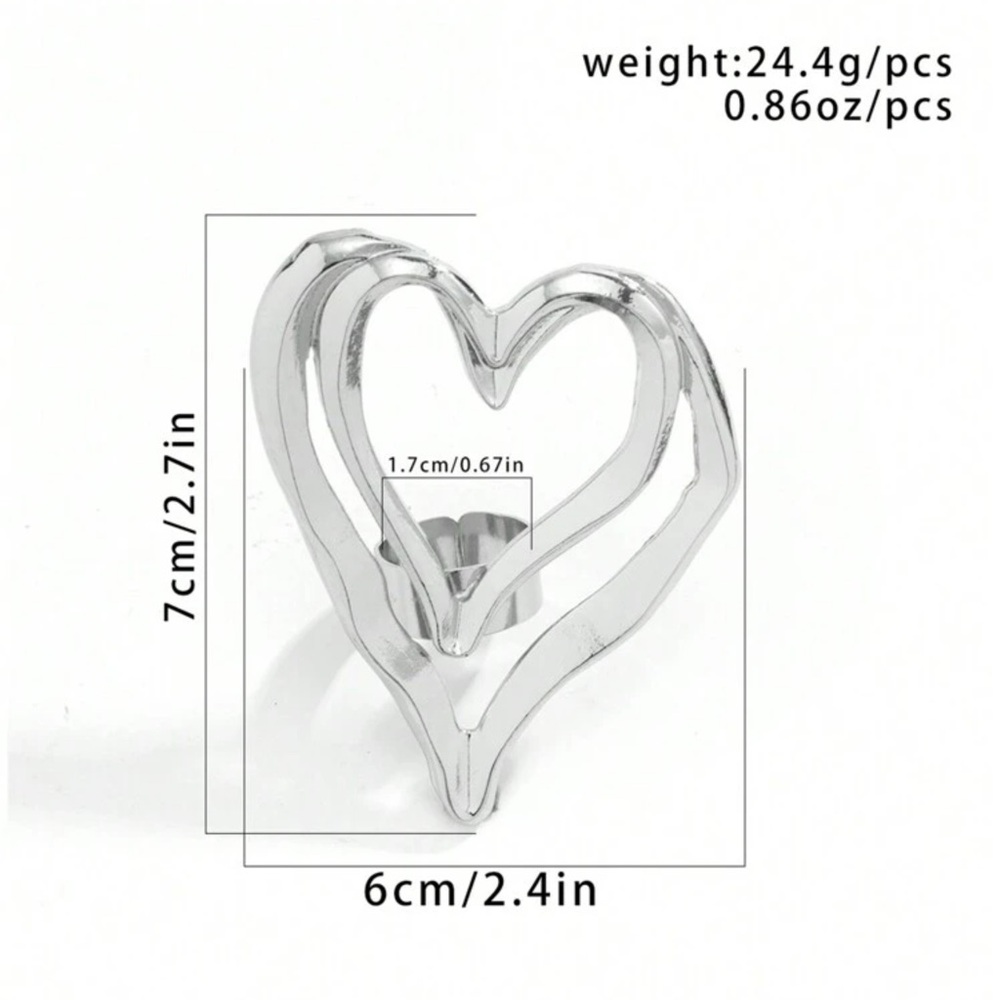 Silver Heart Statement Ring - image 5